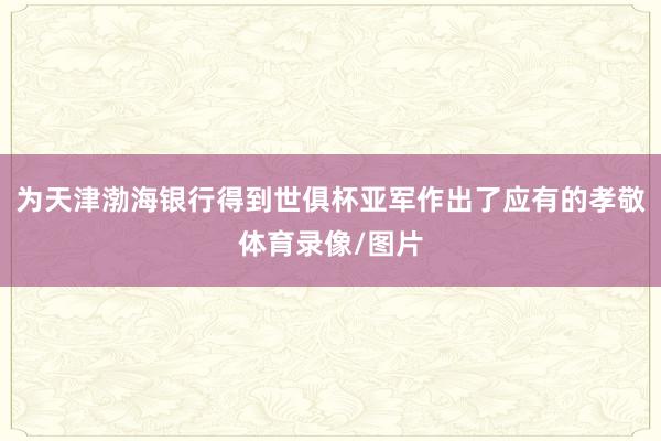 为天津渤海银行得到世俱杯亚军作出了应有的孝敬体育录像/图片